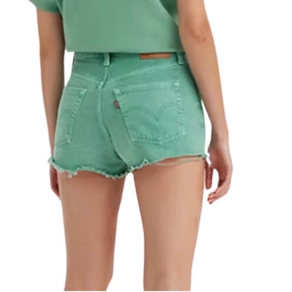 NWT Levi’s 501 ORIGINAL FIT HIGH RISE WOMEN'S SHORTS Green Denim Shorts Size 30